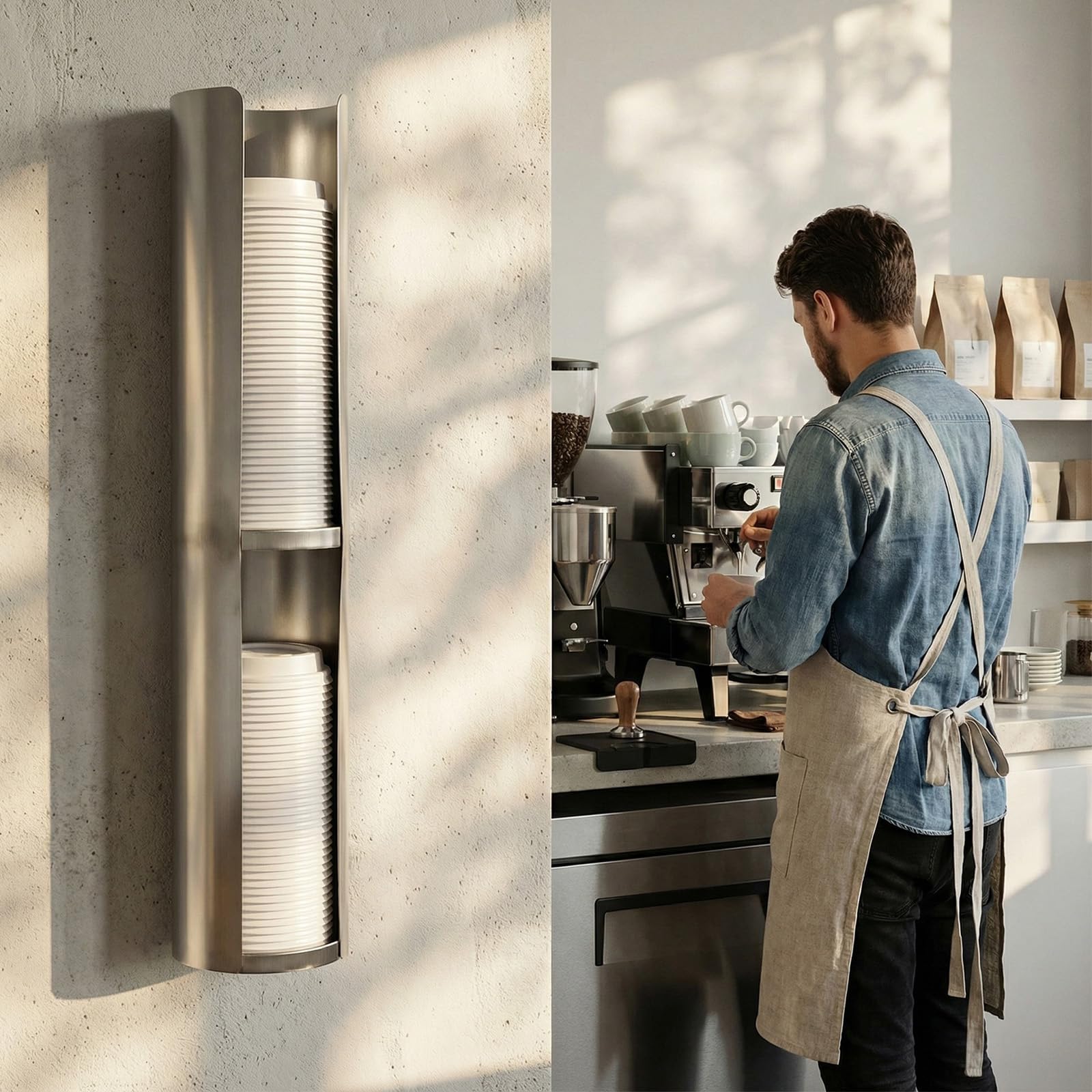 Package includes 1 lid dispenser for cups
