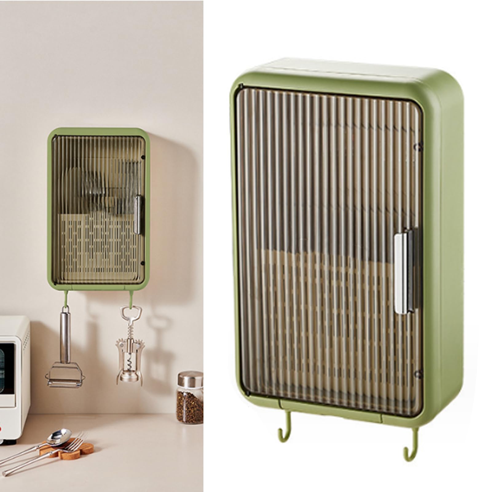 Utensil dryer feature on wall mounted unit