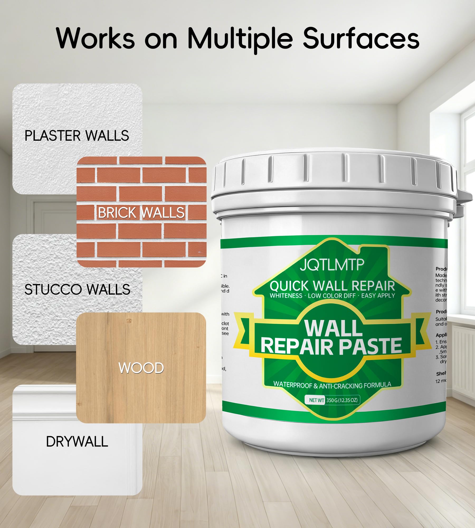 Smooth finished wall after applying wall repair paste