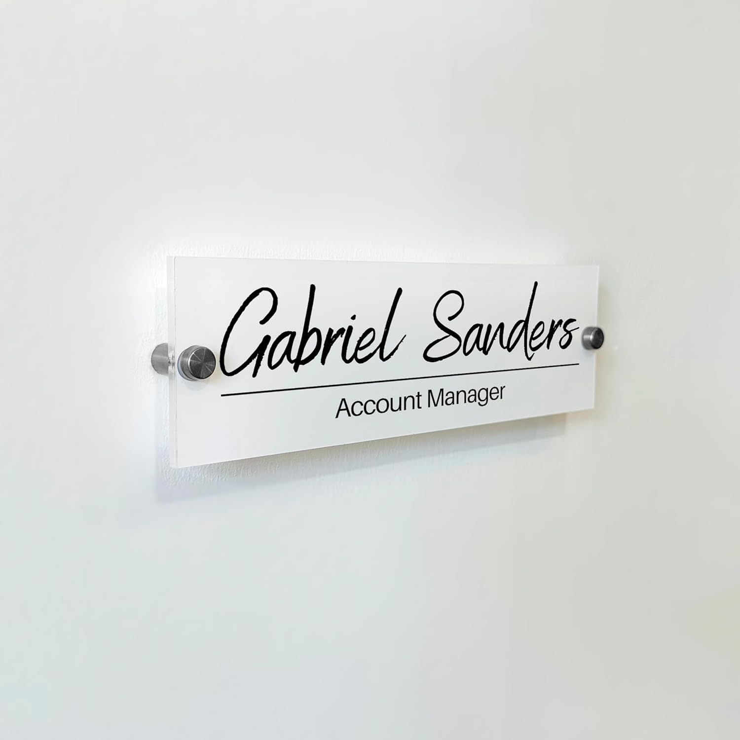 Wall Sign Name Plate 12x4 black acrylic with logo option