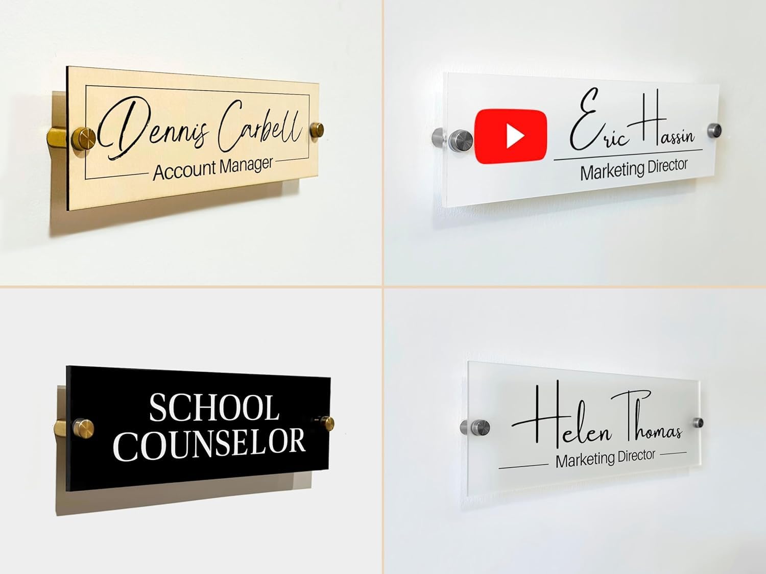 Wall Sign Name Plate 8x3 black acrylic with hardware