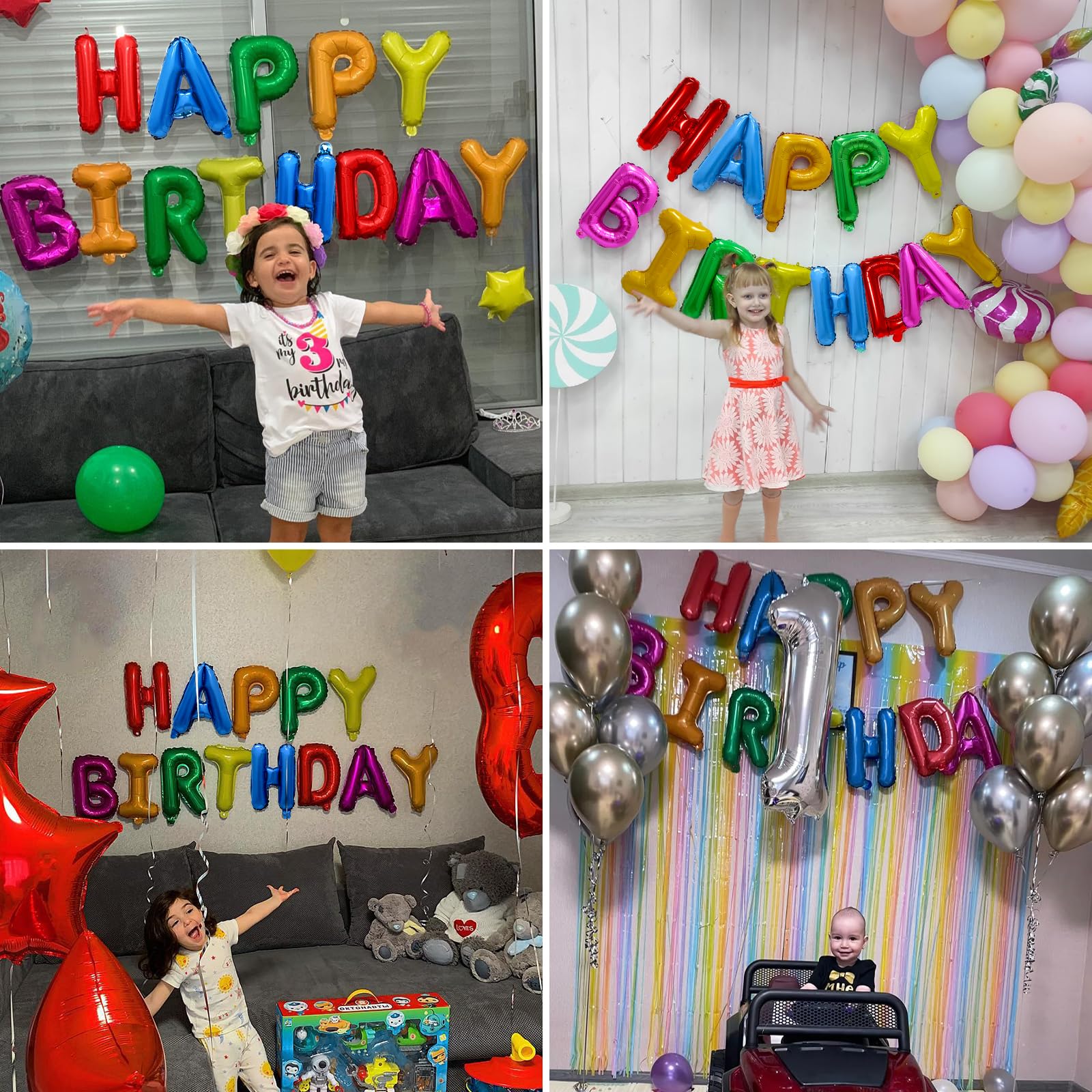 Girls boys and women birthday celebration with foil letters
