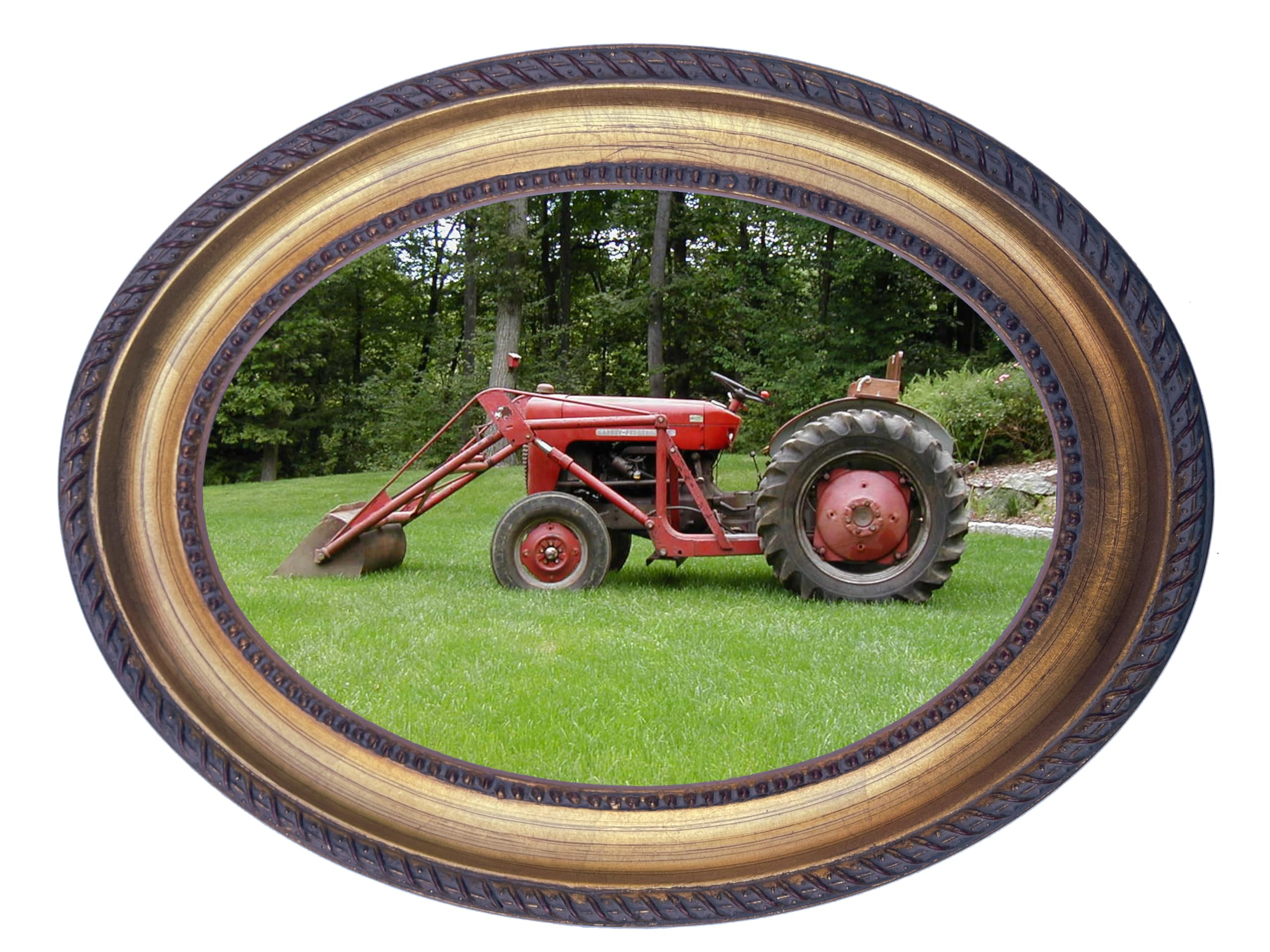 Ready to hang solid wood oval frame