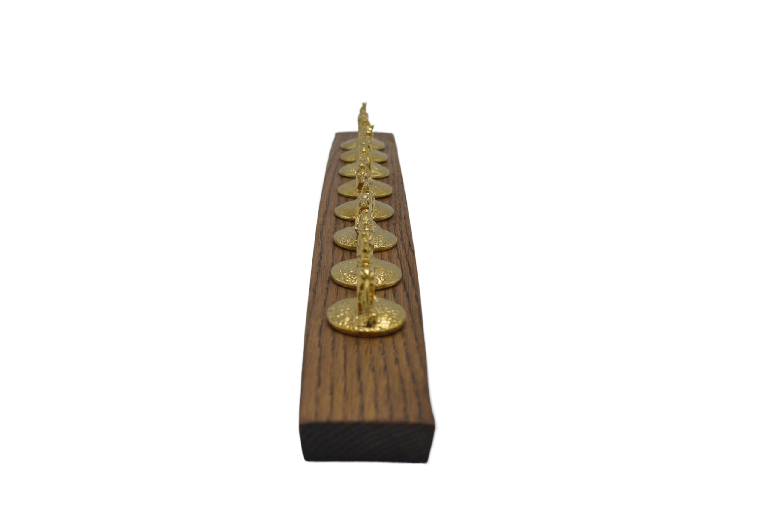 Walnut finished oak cork display showcasing corks