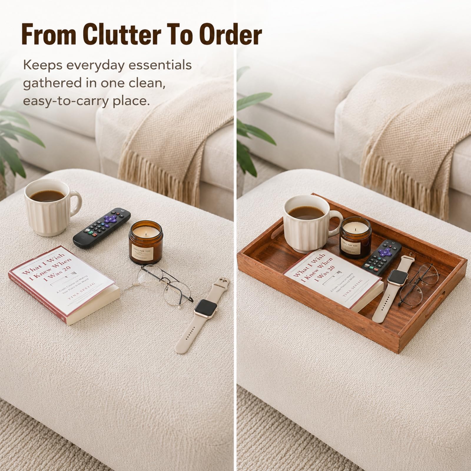 natural walnut grain finish wood tray