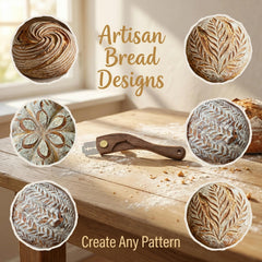 Walnut wood bread scorer with ergonomic wooden handle