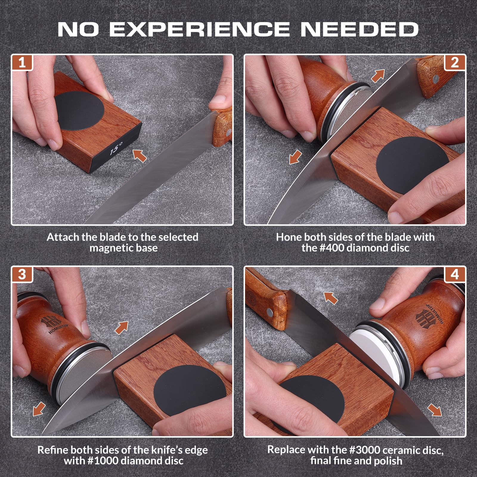 Rolling Knife Sharpener Kit six magnets magnetic support
