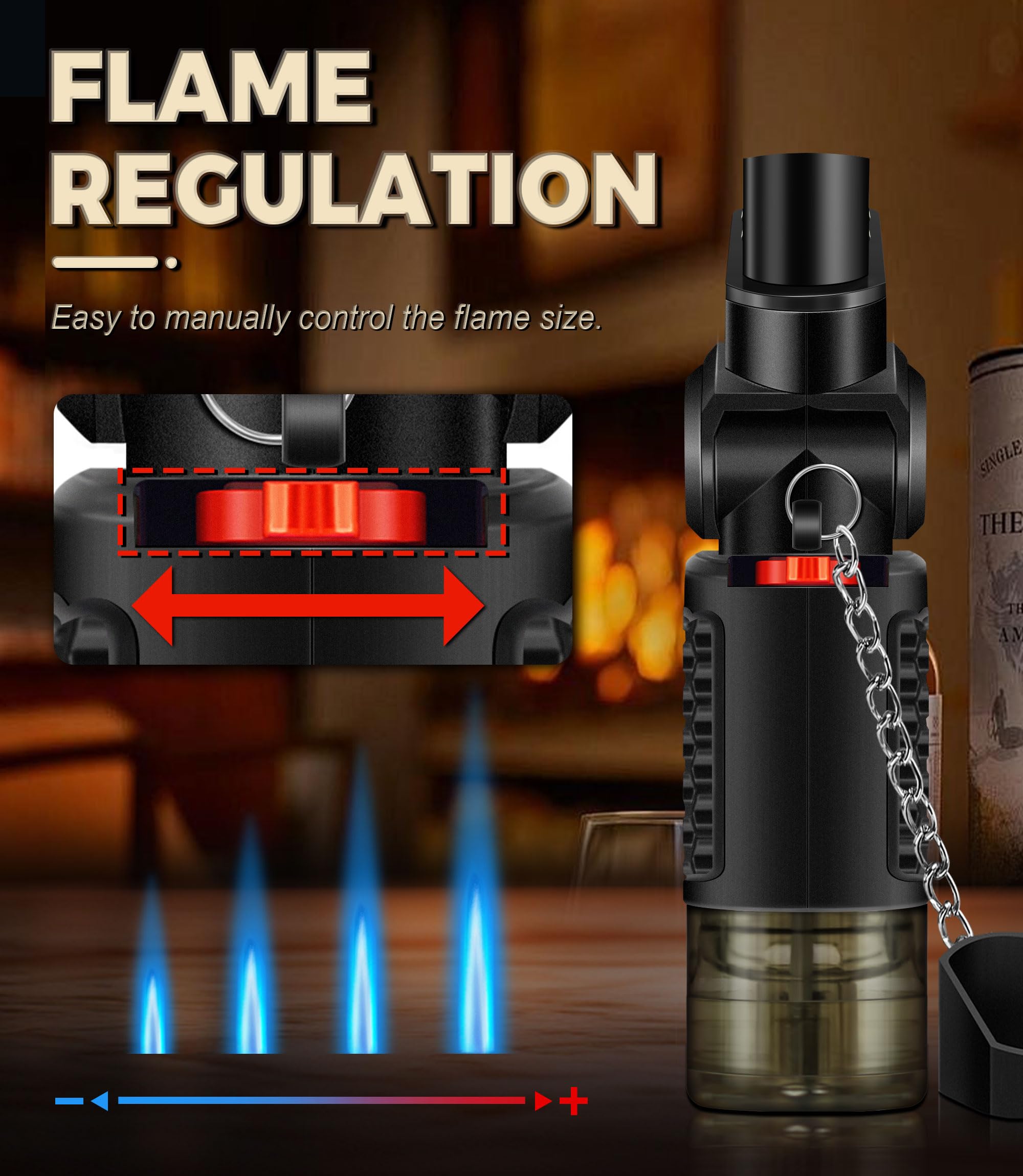 Visible gas tank WANBRO torch lighter refill with Butane Gas Fuel