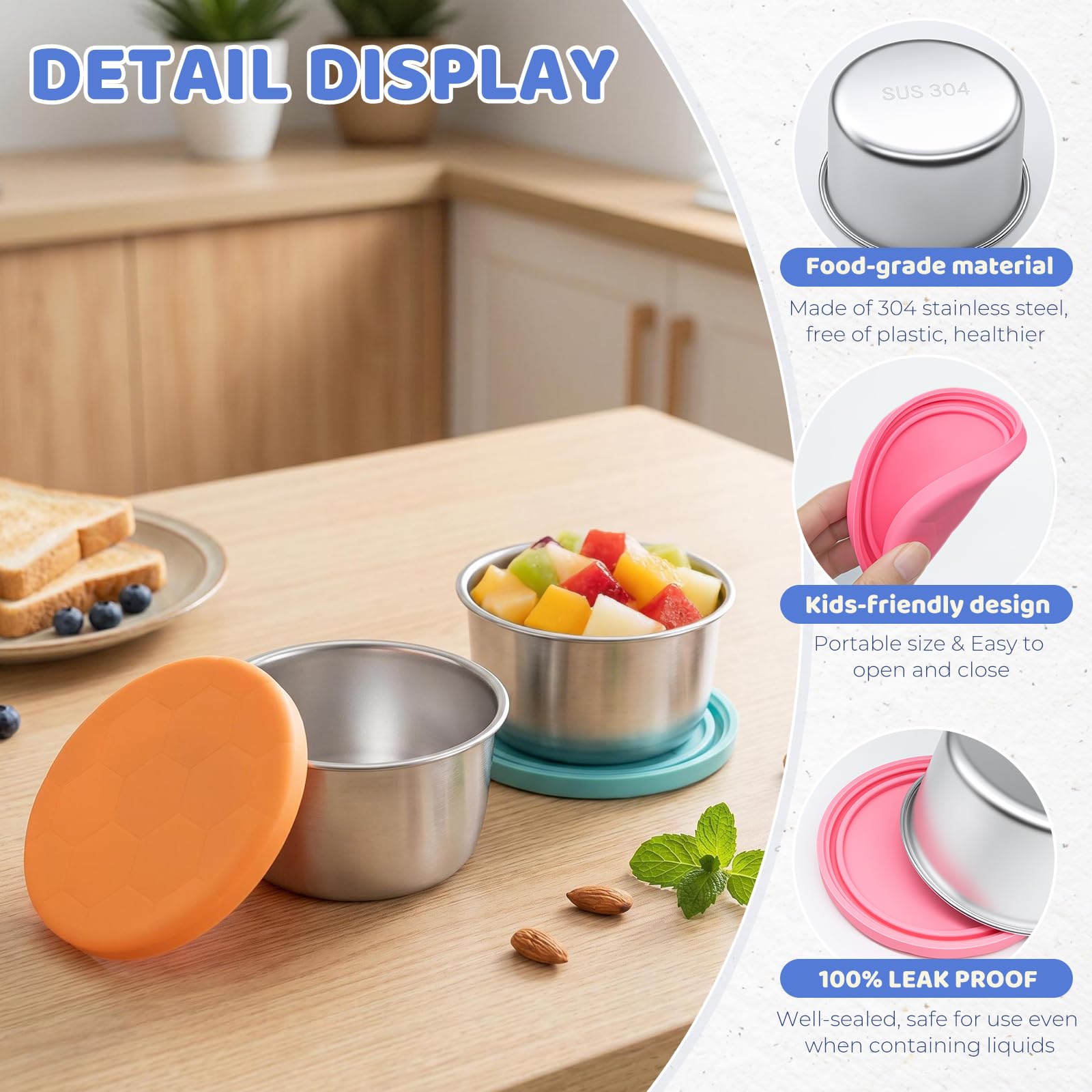 Dishwasher safe top rack WANHMIF stainless steel snack containers