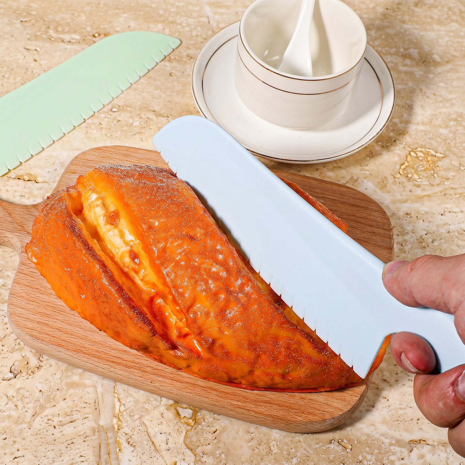 Wanmu plastic cutting knife nonstick pans blue