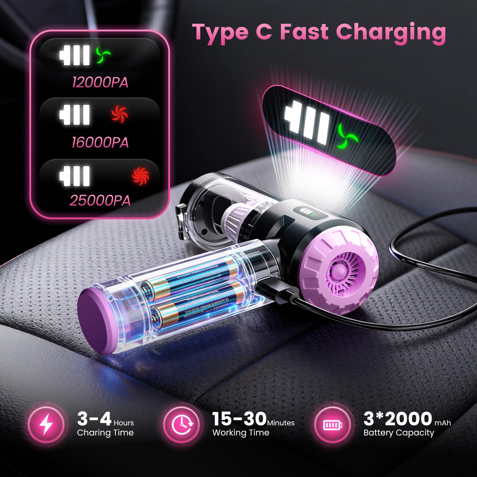 Foldable cordless handheld vacuum for car and home use