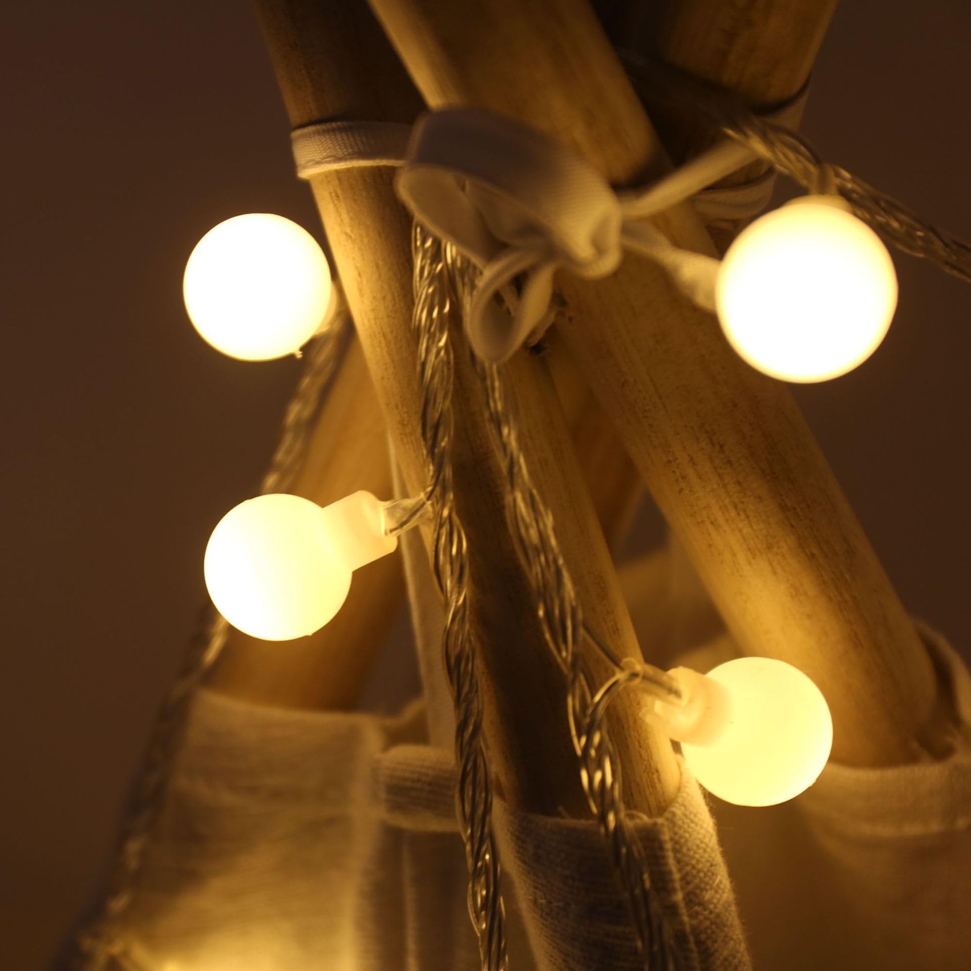 Warm white plastic globe lights for home decor