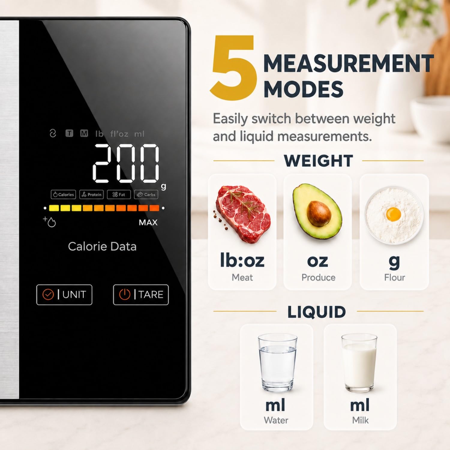 11lb/5kg capacity digital scale for meal prep