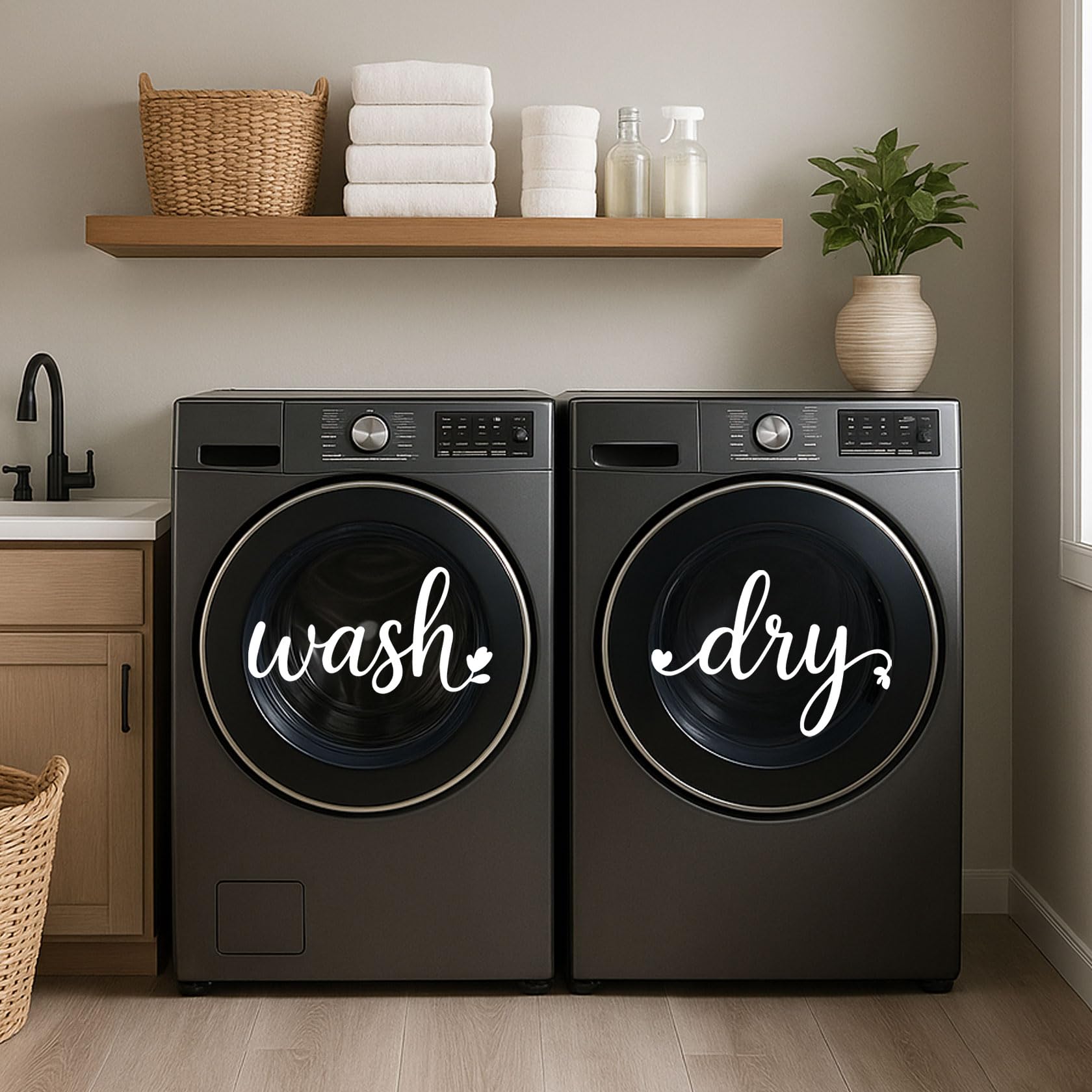 Waterproof vinyl laundry room labels for smooth surfaces