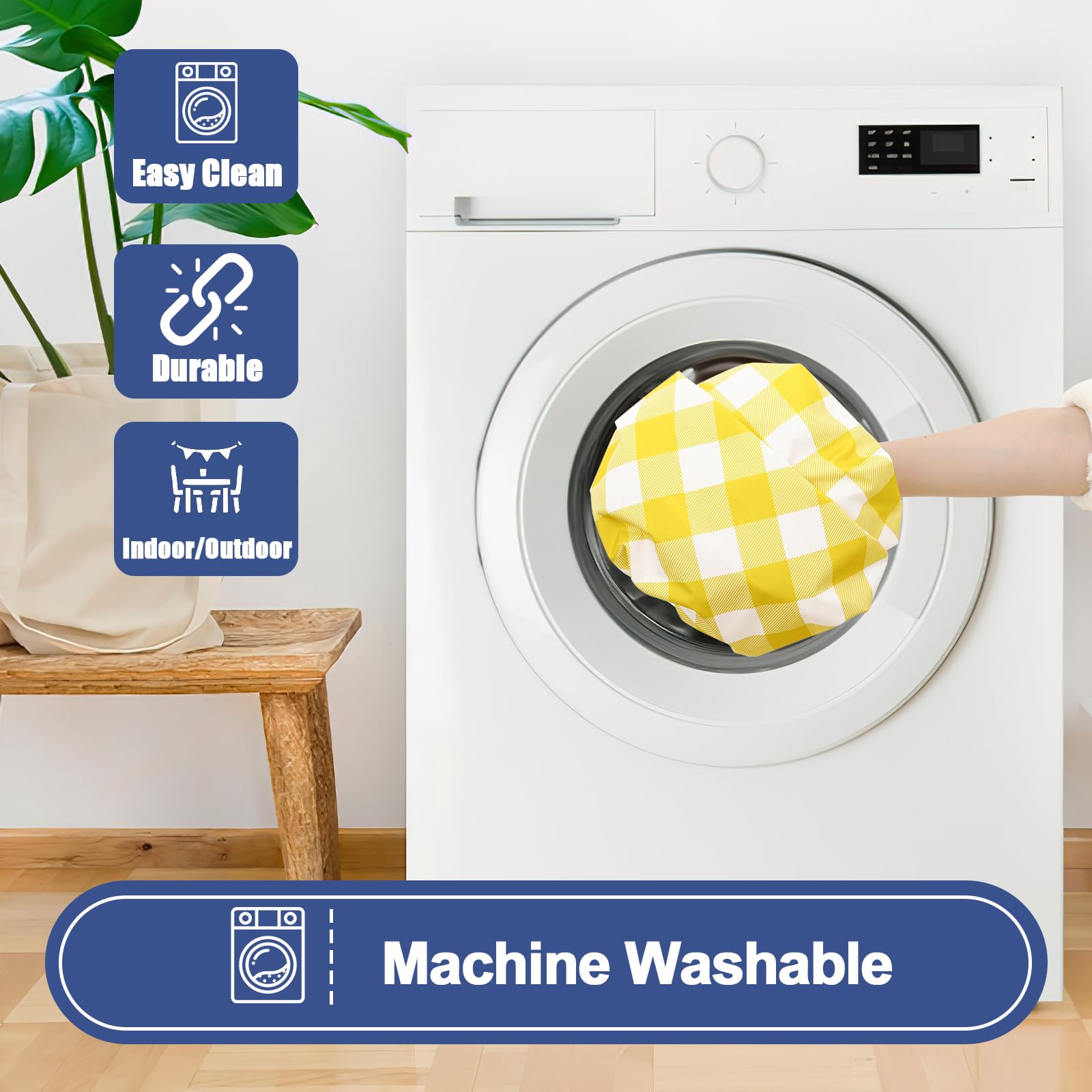 Machine washable care on label for tablecloth