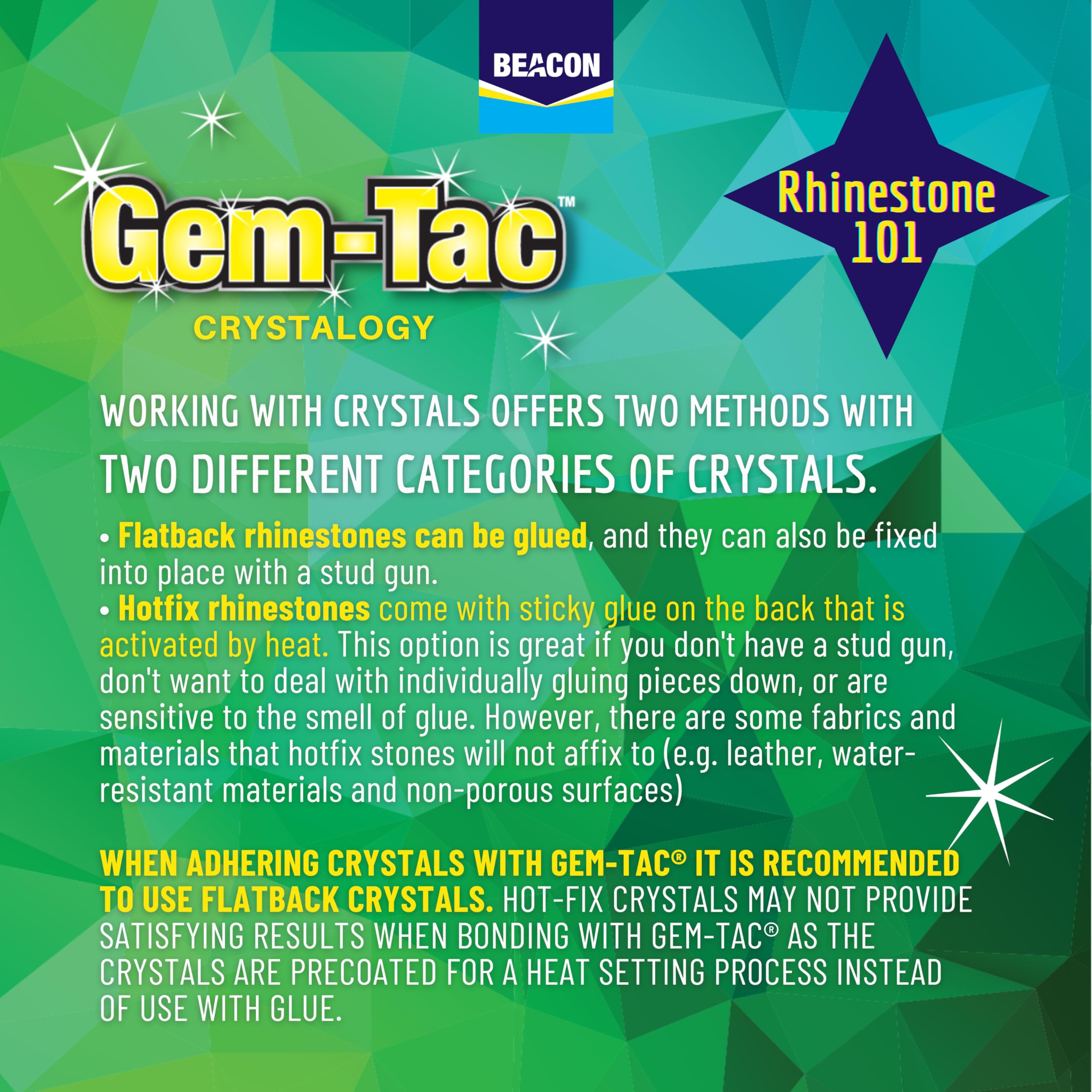 Non-toxic and non-flammable Gem-Tac adhesive
