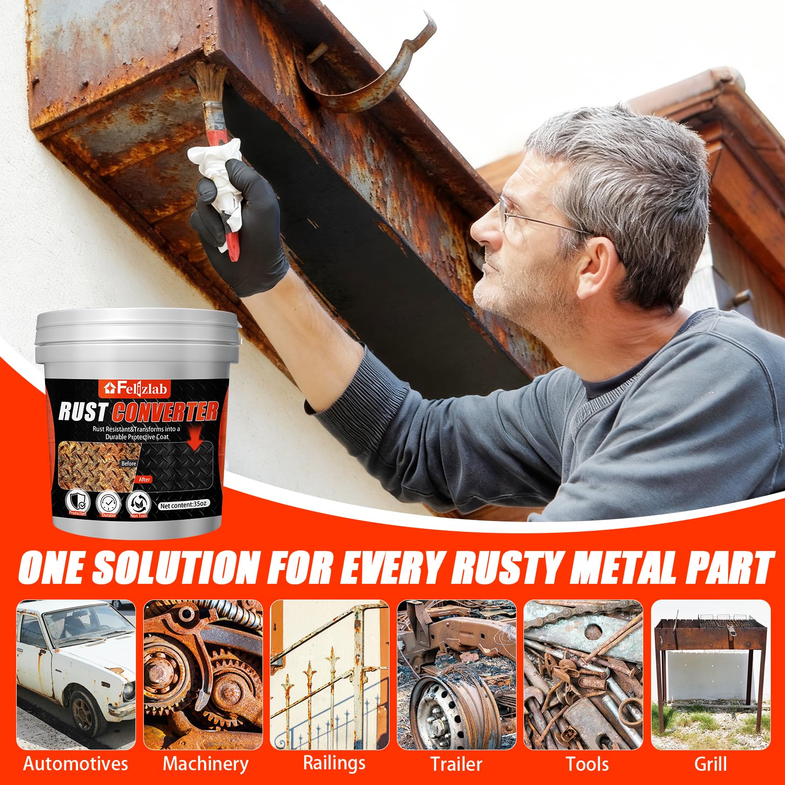Industrial grade rust converter packaging