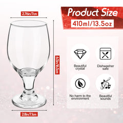 Clear stemmed water goblets Patelai 6.5 inch tall mouth 2.76 inches
