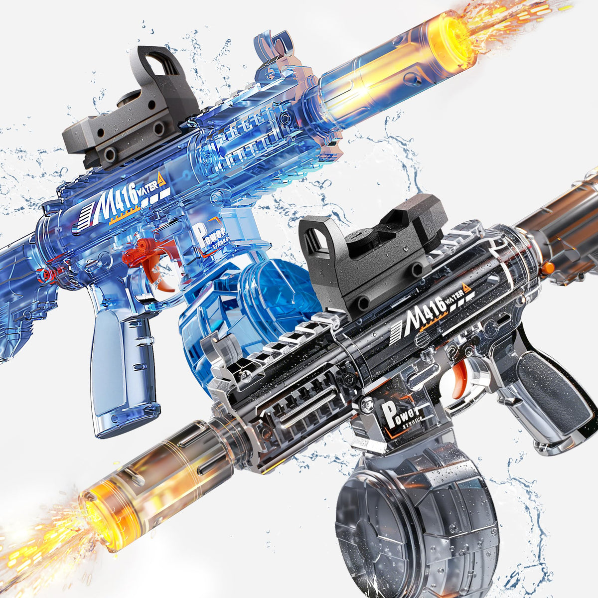 Water gun for kids with LED light in a 2-pack packaging