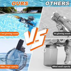 Transparent body water gun showing internal mechanism
