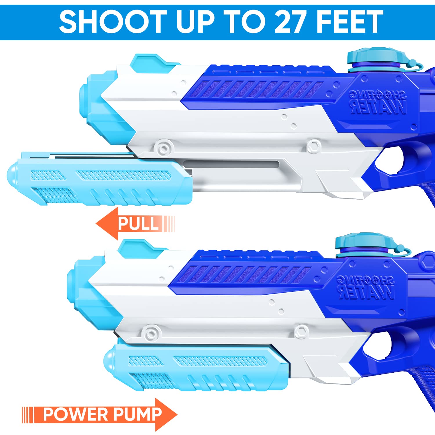 Lightweight water gun with easy grip handle