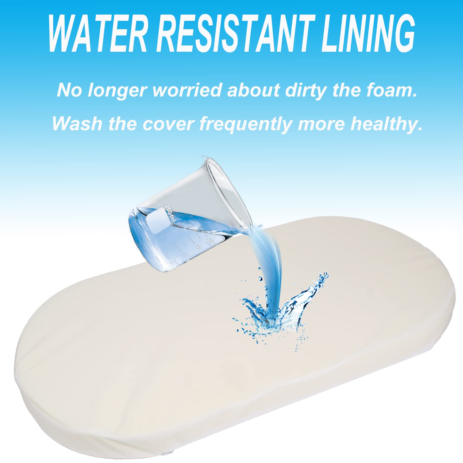 Built-in water-resistant lining protects foam in Mecc ecoh Bassinet Mattress