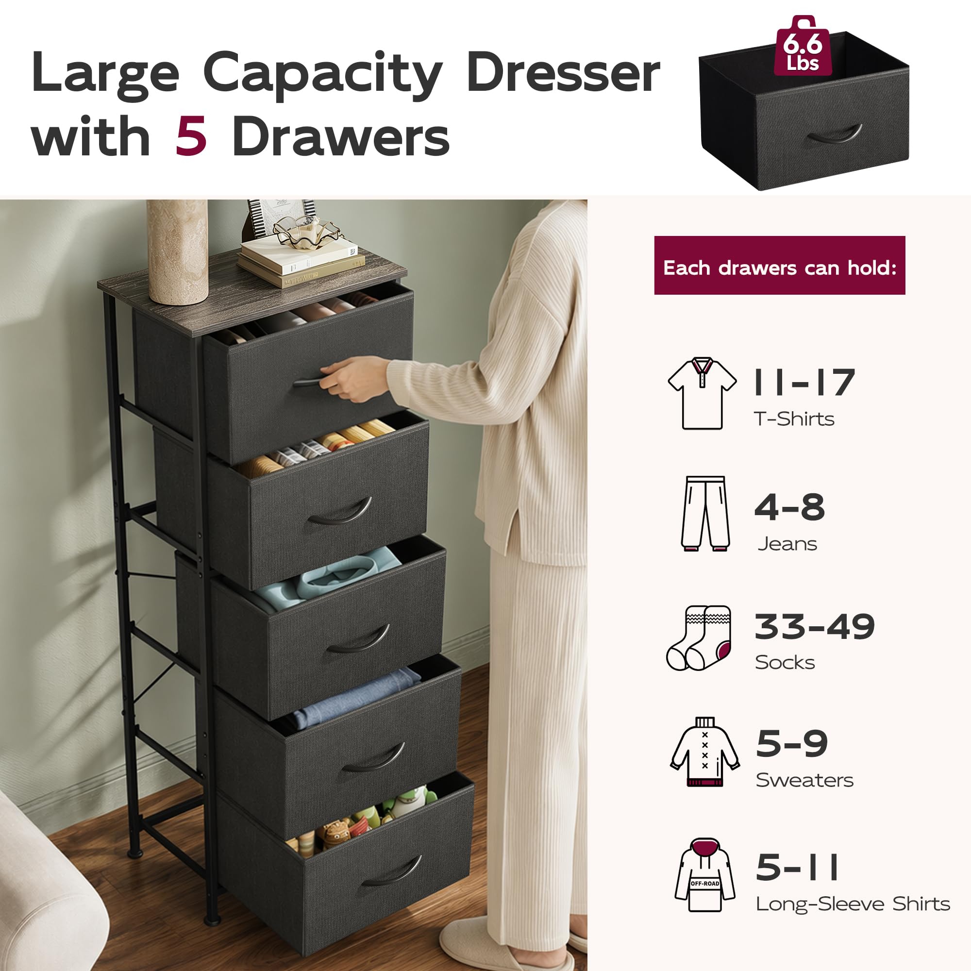 Water-resistant MDF top on WLIVE dresser