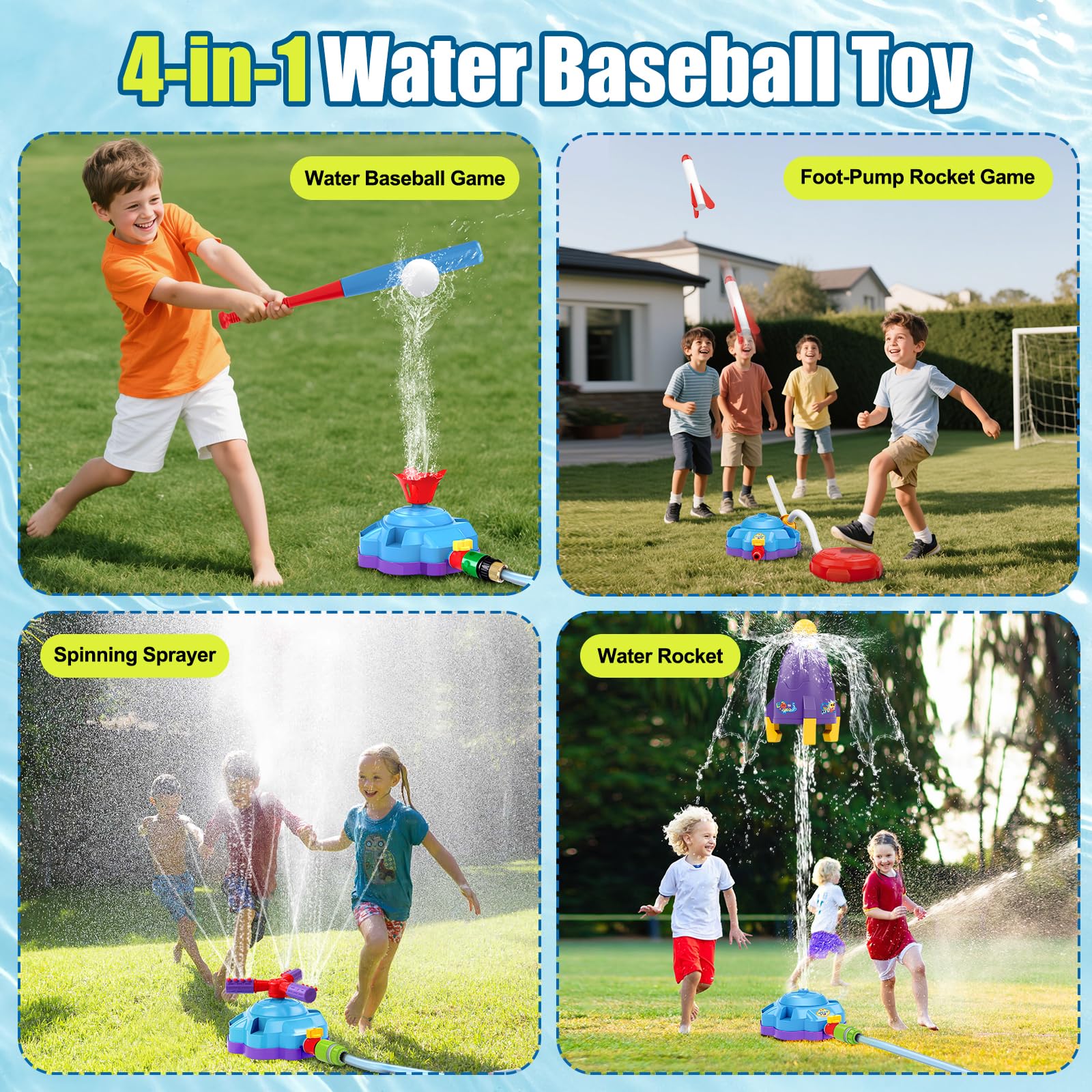 water-spraying rocket launch feature in action