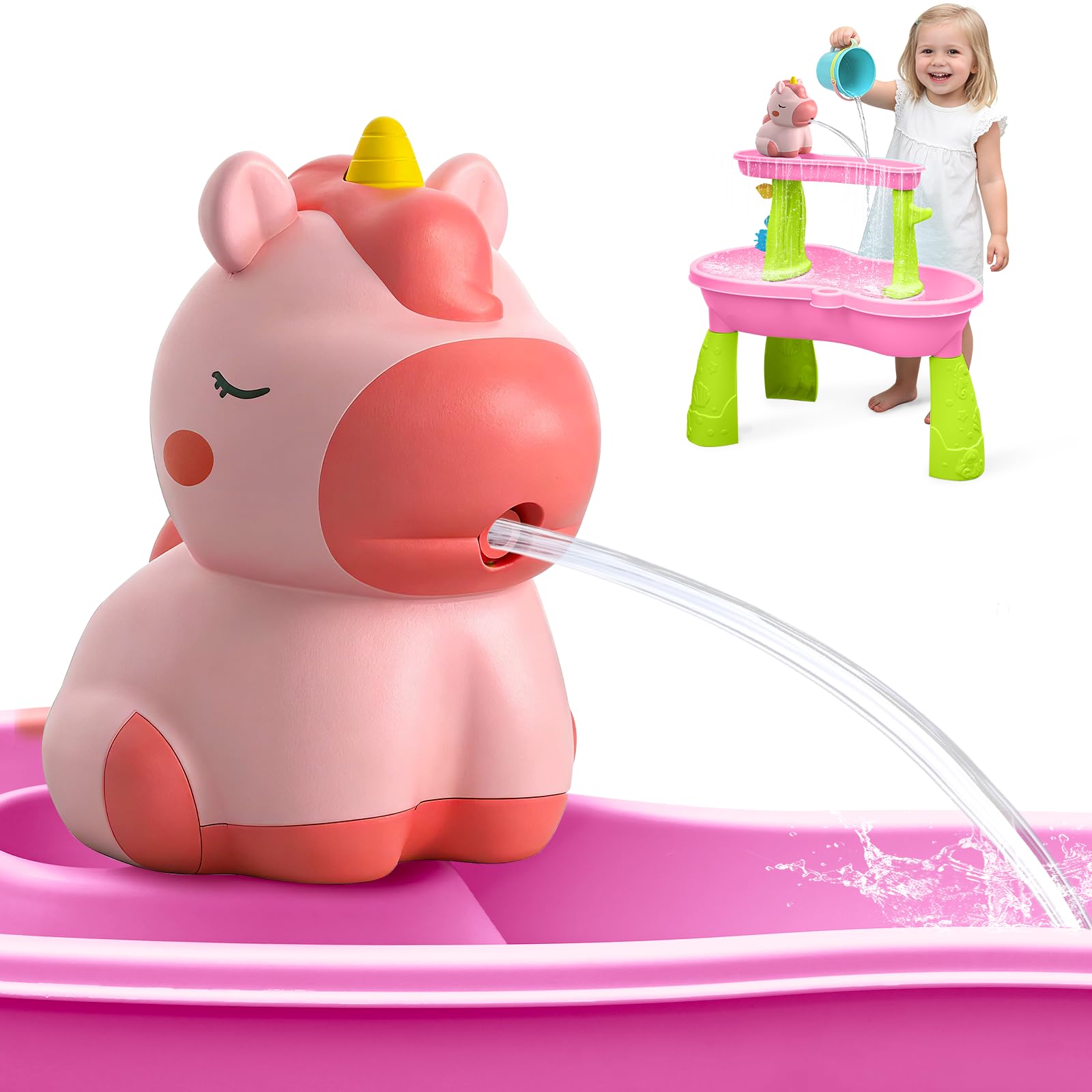 Water Table Pump for Toddlers pink unicorn design