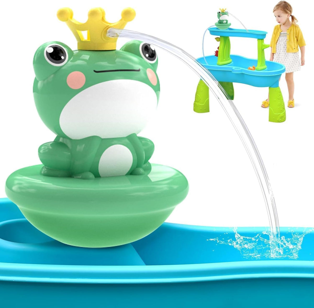 Frog Water Table Pump for Toddlers with battery powered design