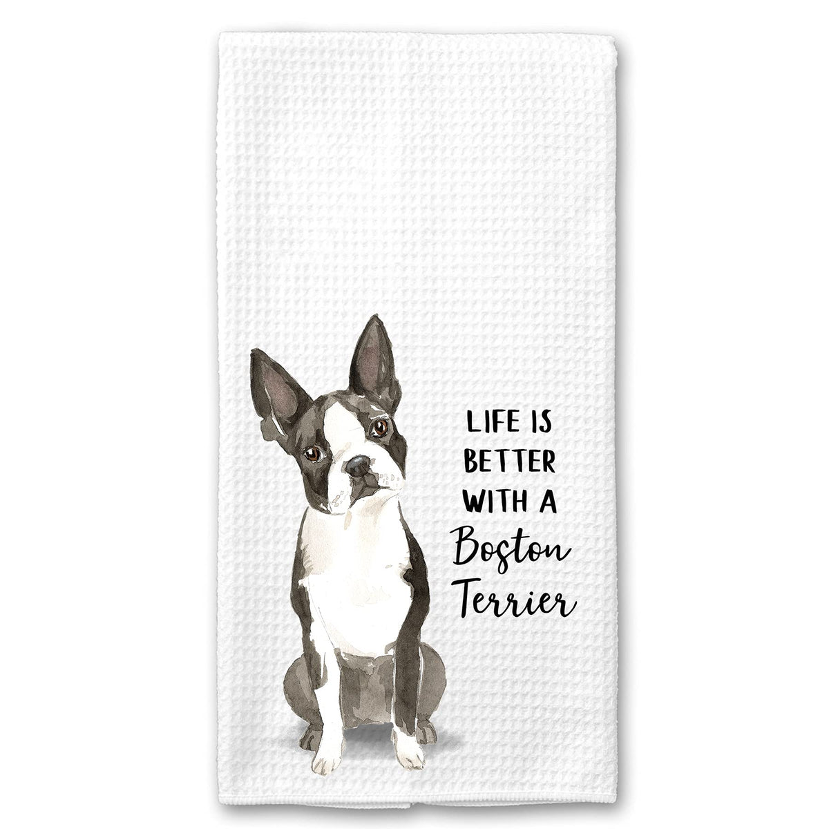 Watercolor Life is Better with a Boston Terrier microfiber towel 16 x 24 inches