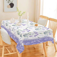 watercolor purple floral design tablecloth