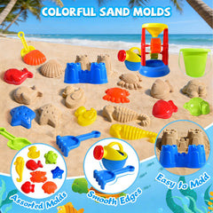 Shovels and rakes included in 19 piece sand toy set