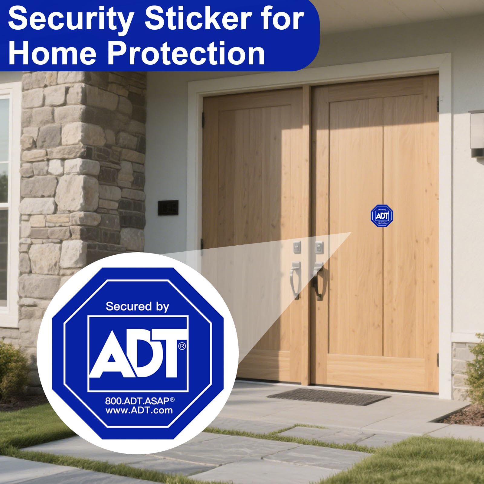 Waterproof decals for ADT safety signs on doors