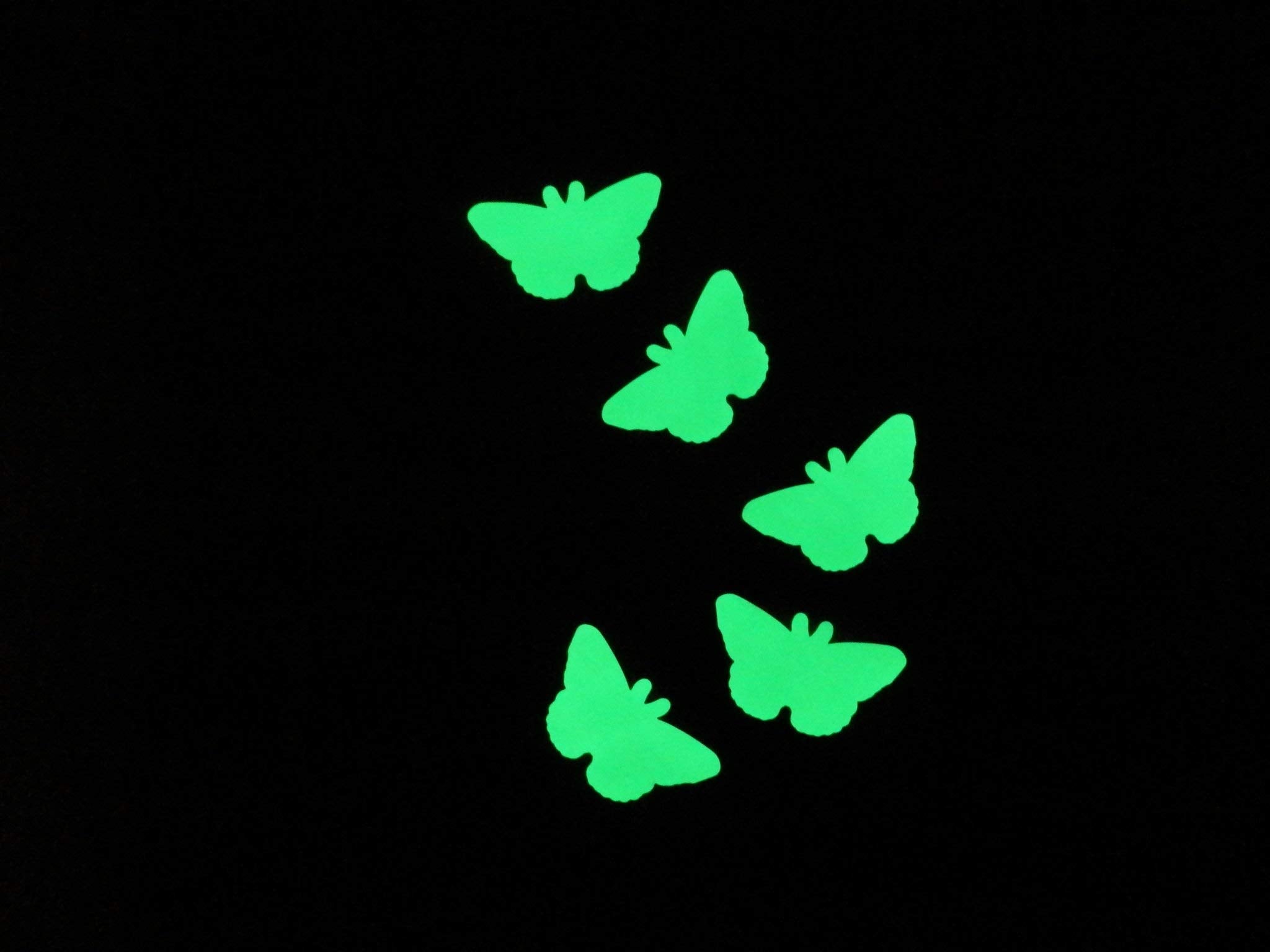 set of five butterfly decals glow in dark waterproof vinyl