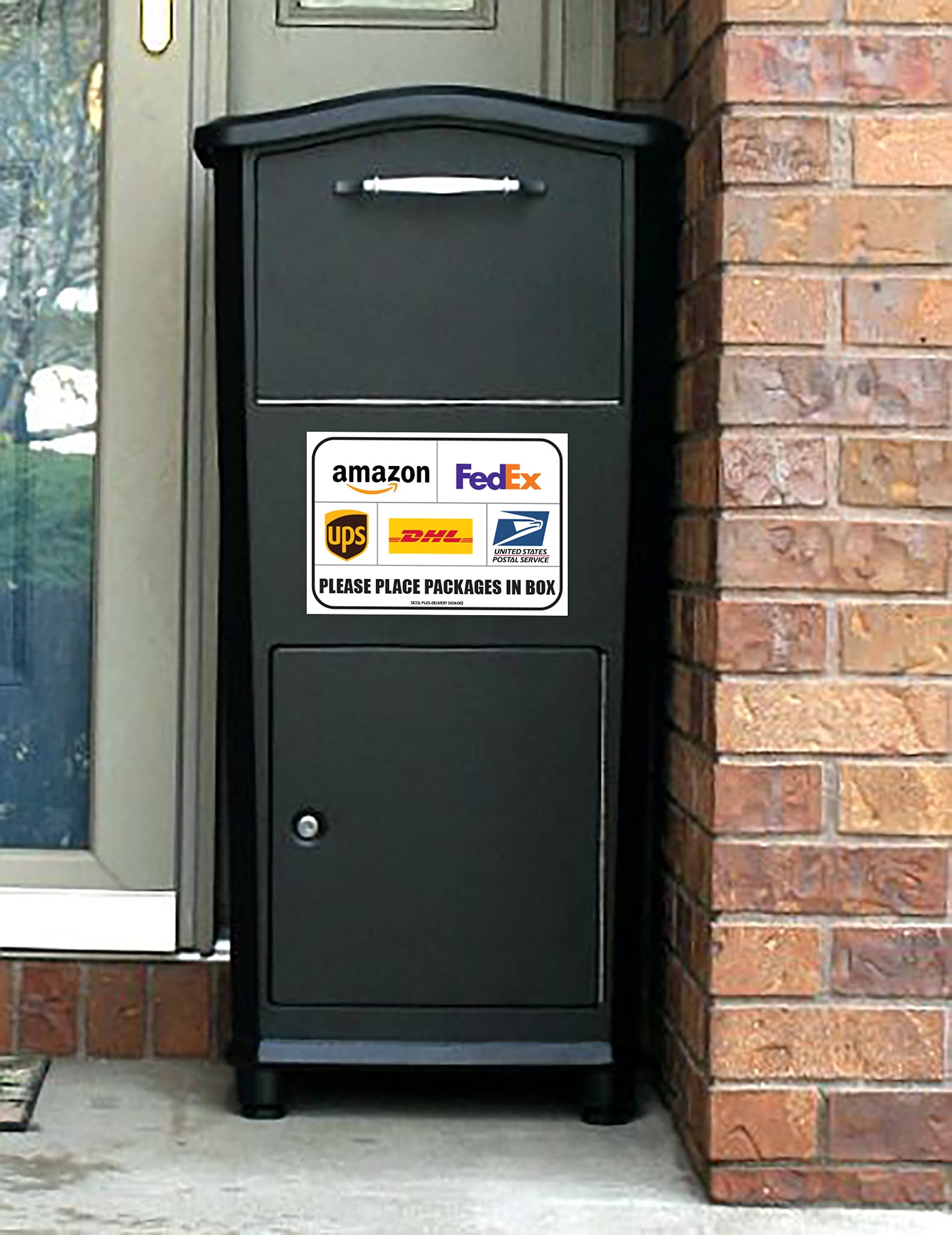 Adhesive backed delivery sign for smooth surfaces