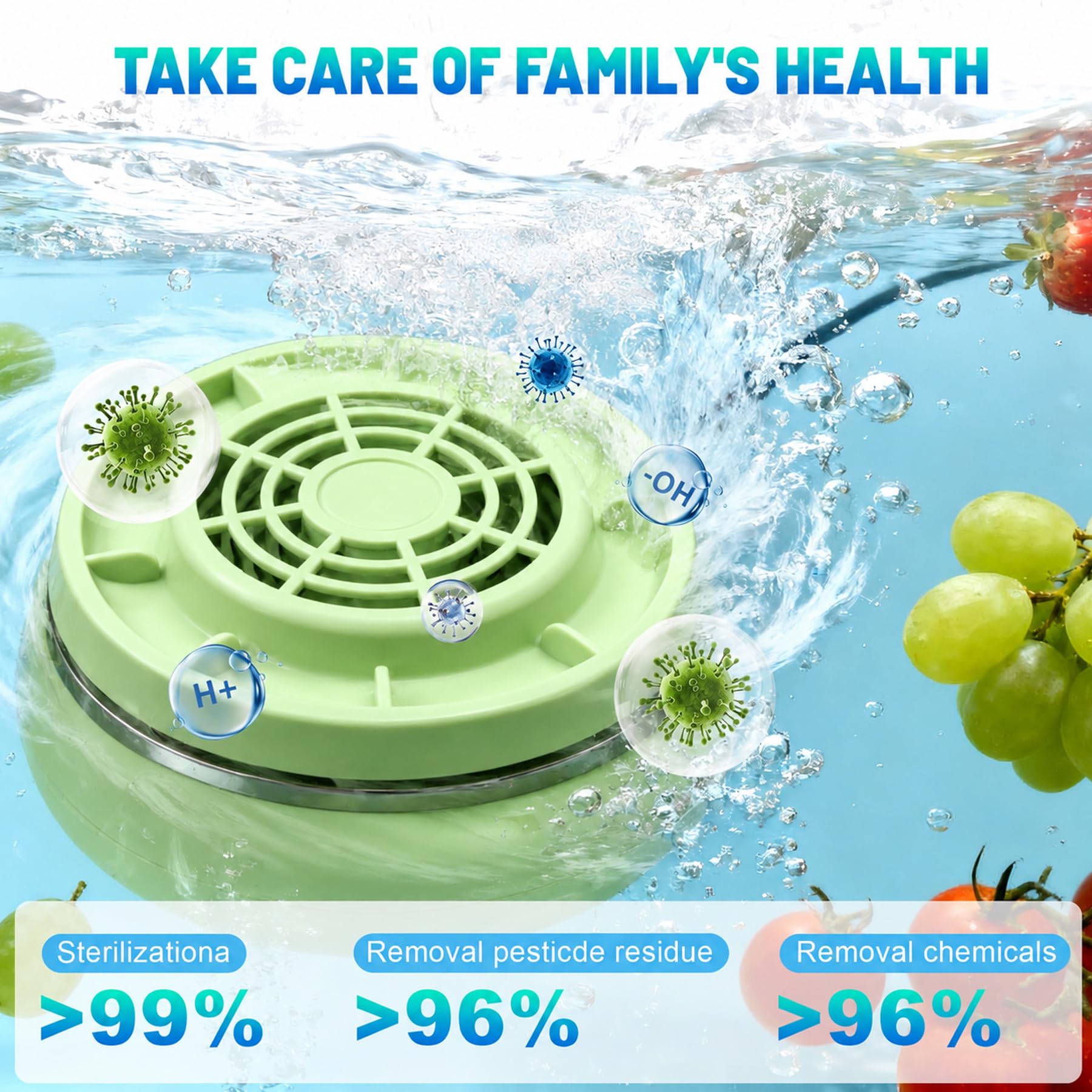 IPX7 waterproof fruit and veggie purifier design