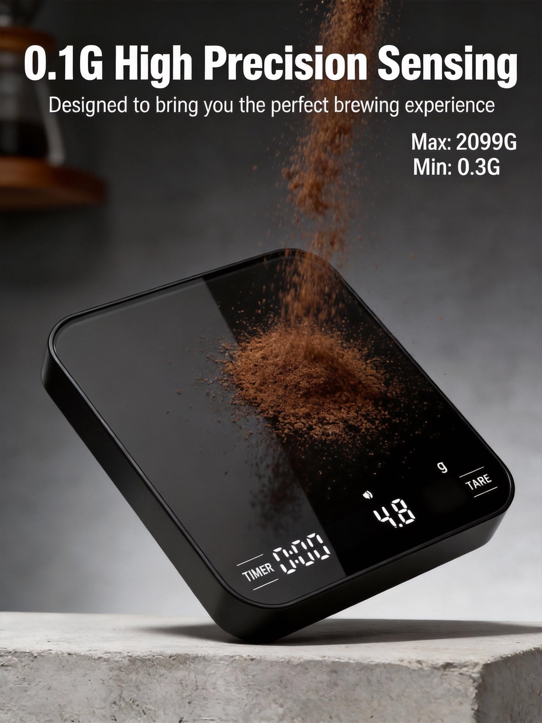 Type-C rechargeable battery on Mini Coffee Scale Digital