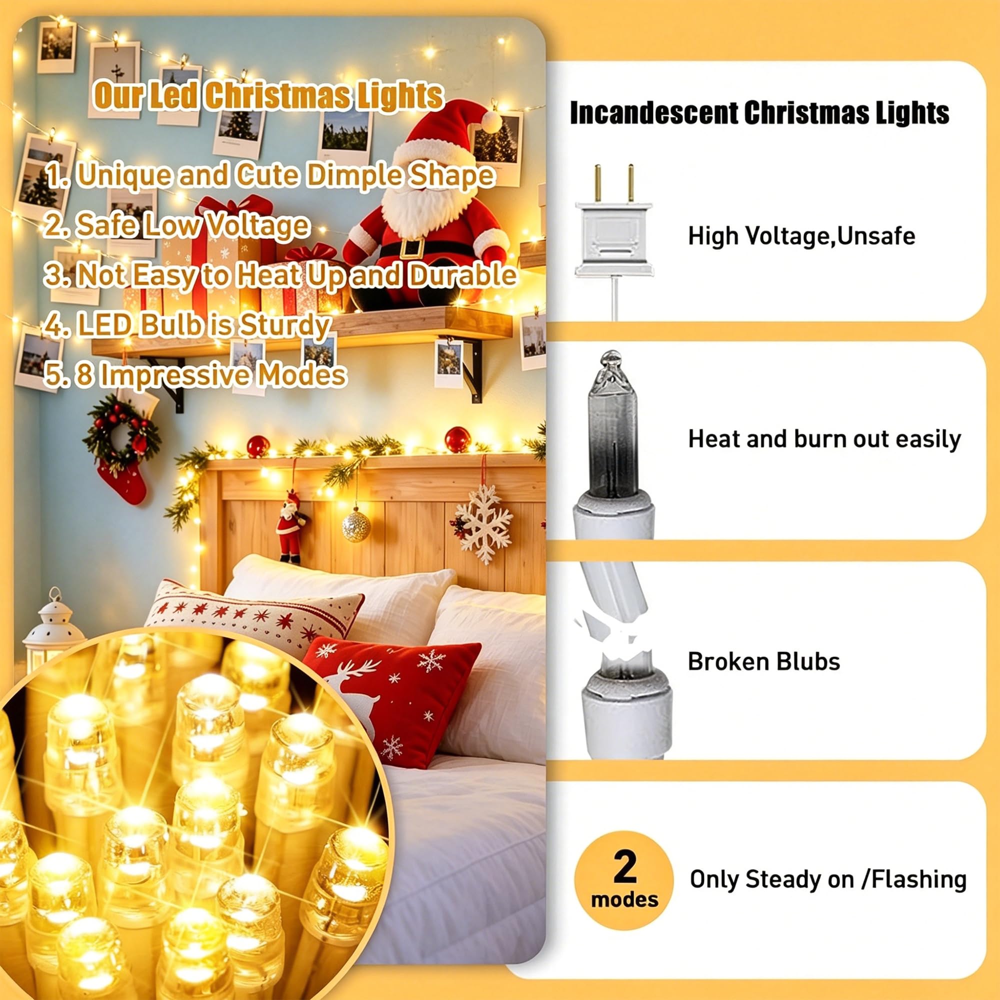 IP44 waterproof warm white christmas lights for outdoor use