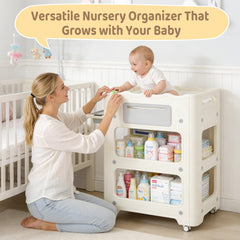 Storage cabinet with removable baskets and hanging rail