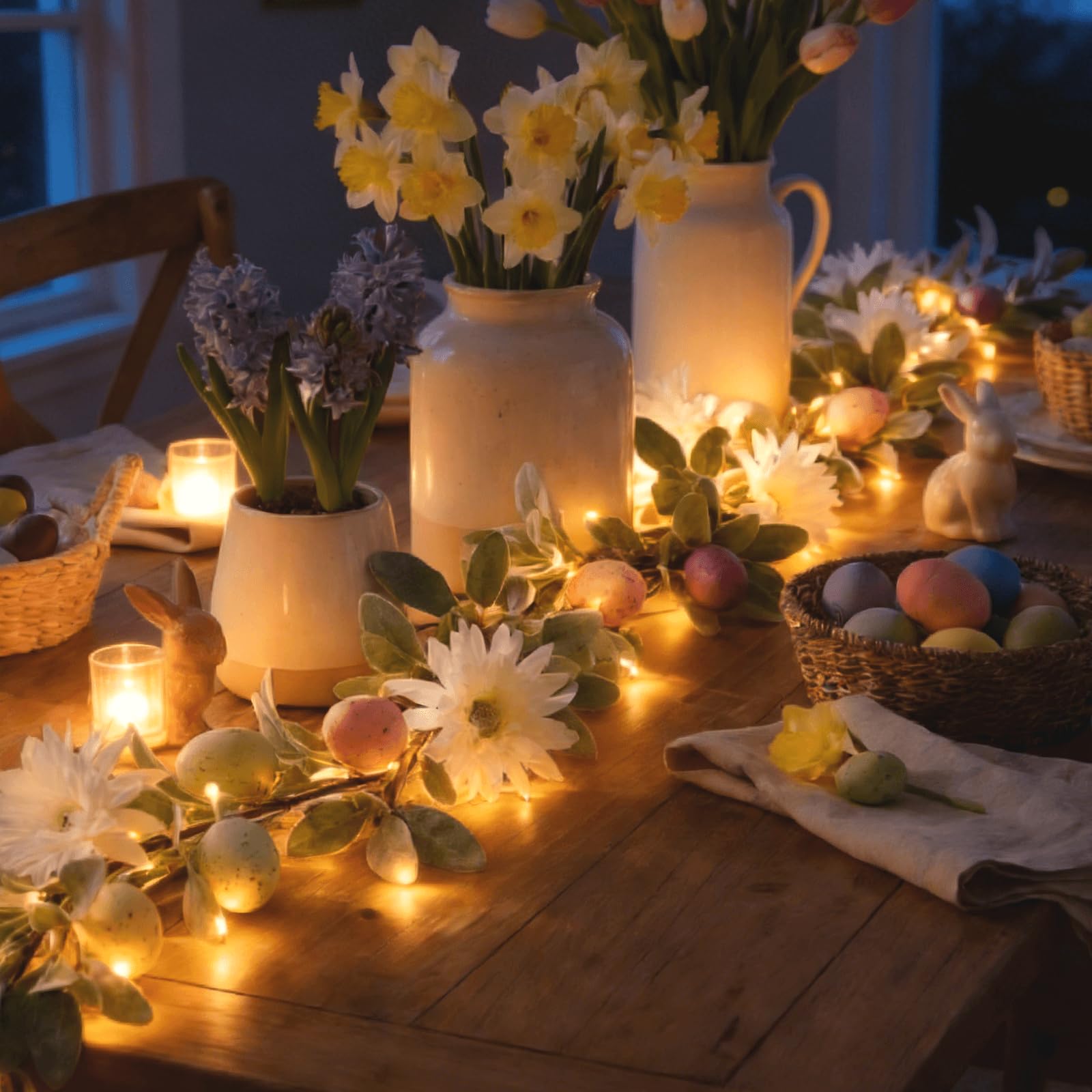 Waterproof PE material Easter greenery for indoor outdoor use