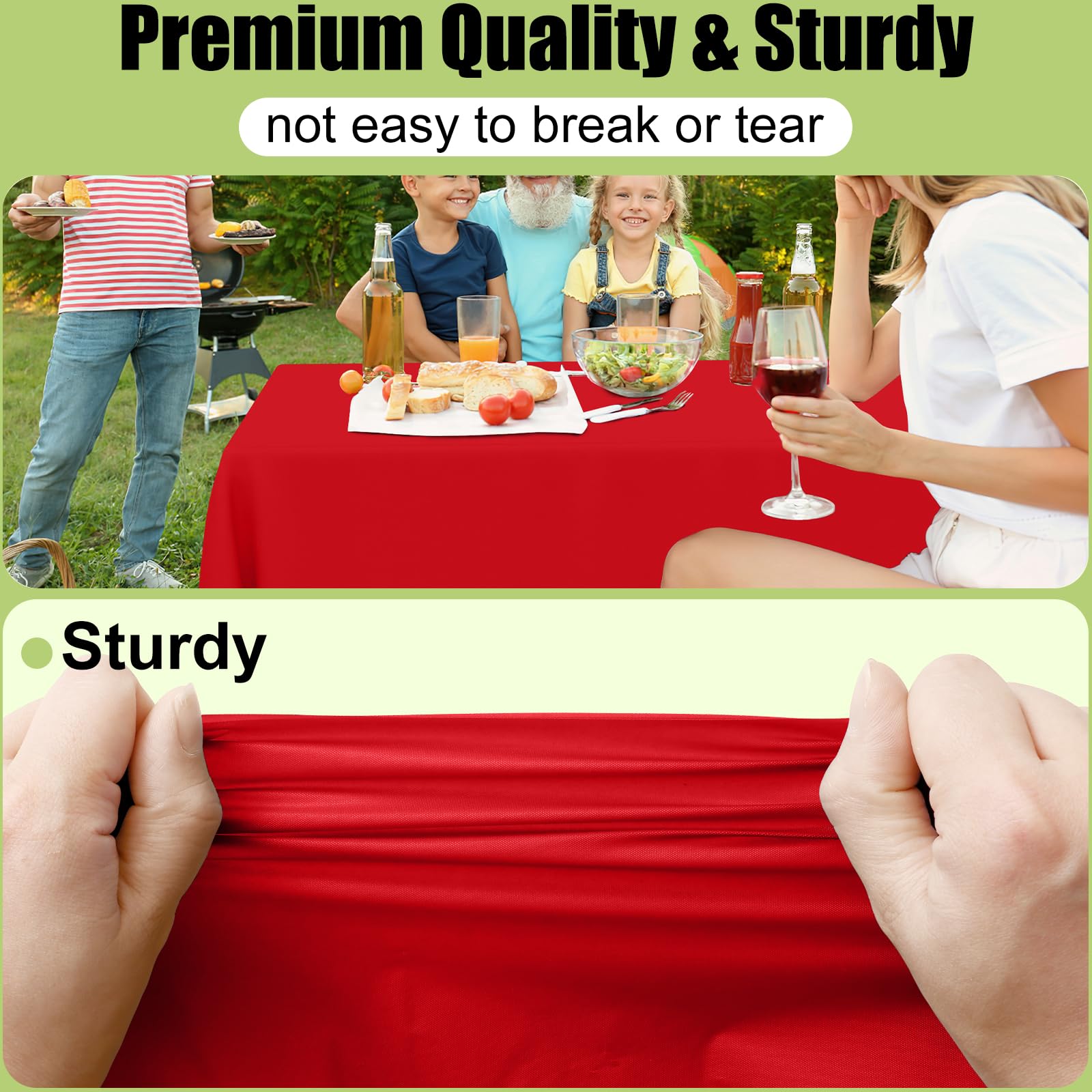 Portable round table cover for dining outdoors red