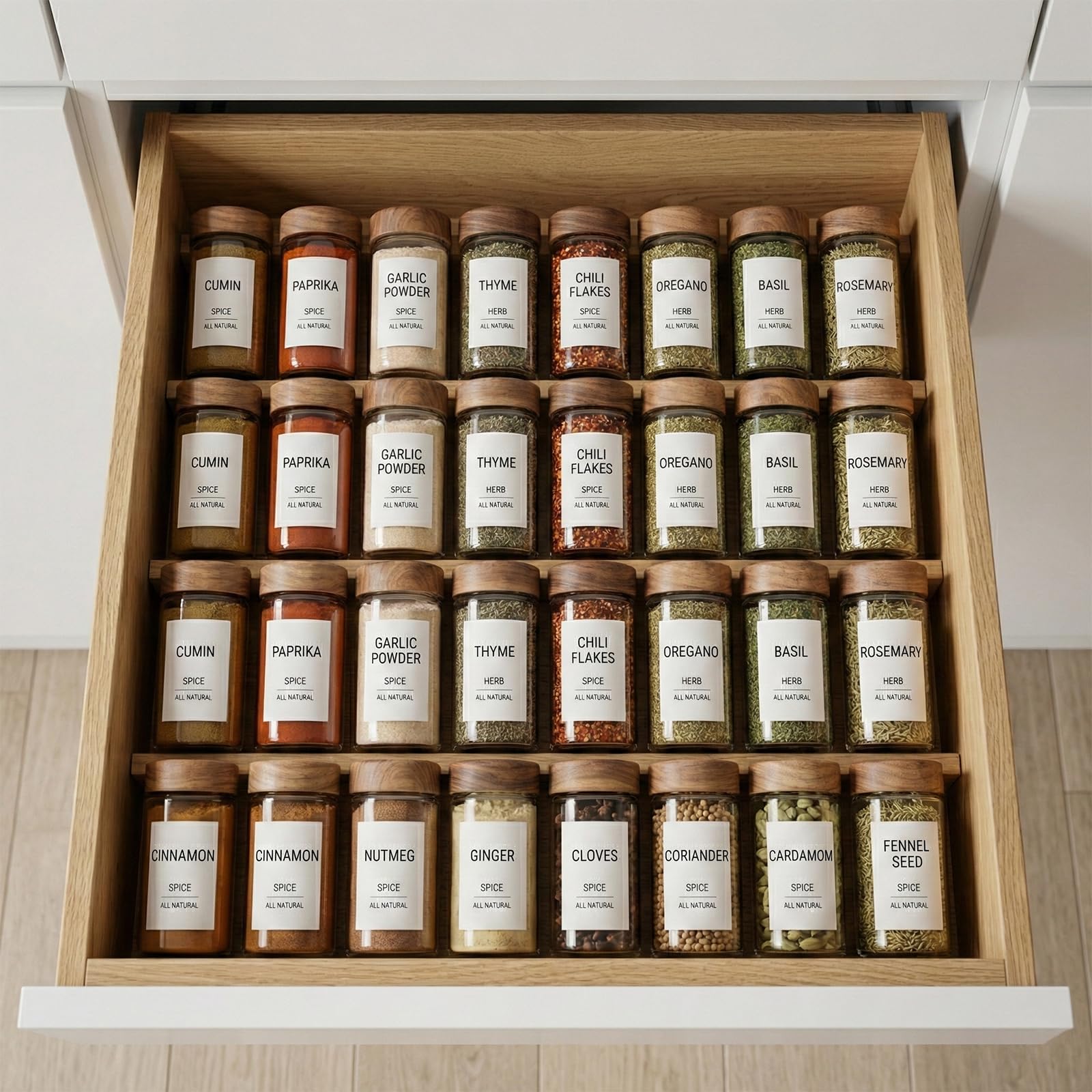 PVC self-adhesive spice labels for kitchen jars