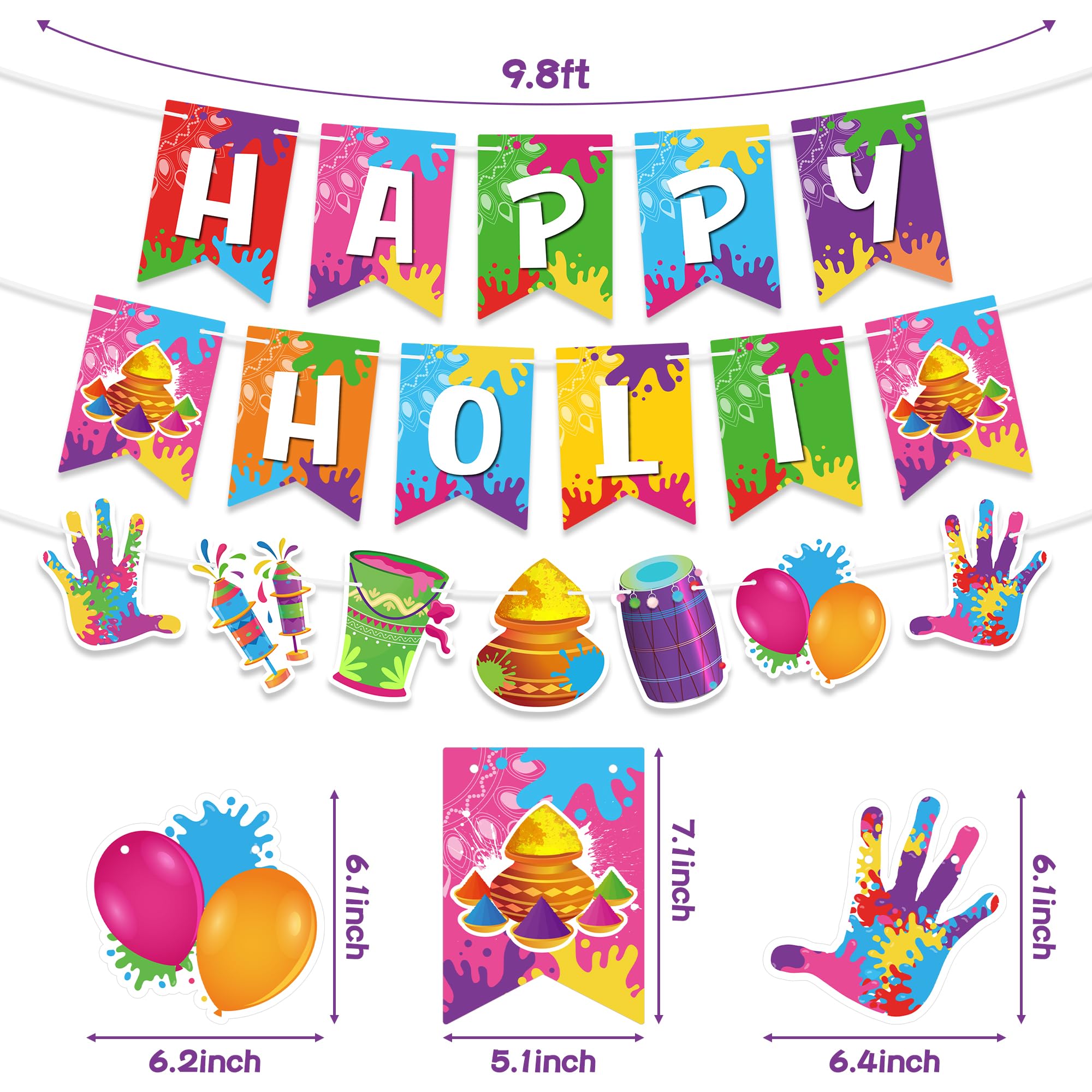 Holi party banners ready to hang on wall or window