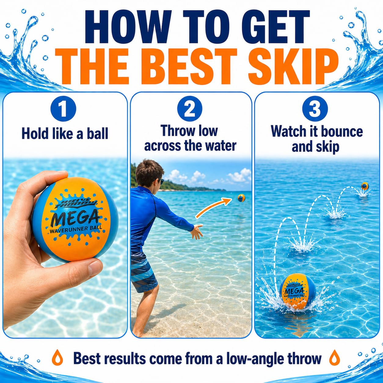 Ages 6 plus Wave Runner water skipping balls 2-pack