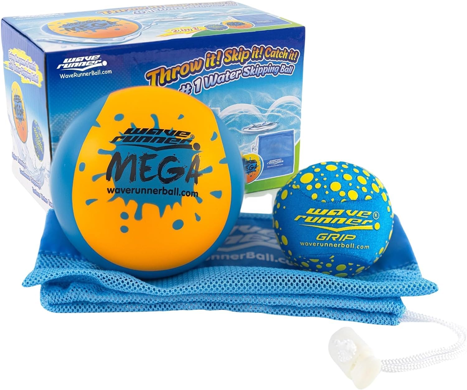 Wave Runner water skipping balls product image with mesh bag