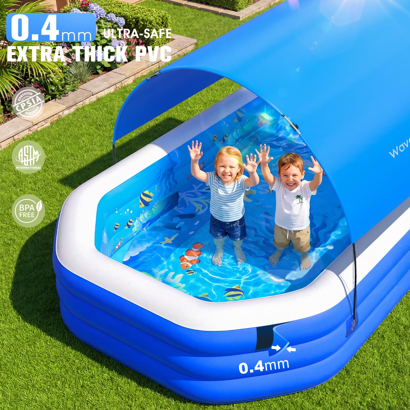 Built-in cup holder and memory foam backrest on WaveHaven pool