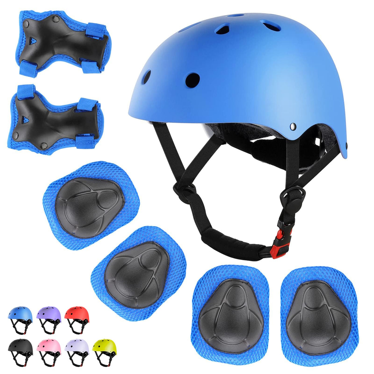 WayEee kids bike helmet set blue with storage bag
