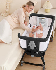 wayfong 3 in 1 baby bassinet crib bedside sleeper with wheels