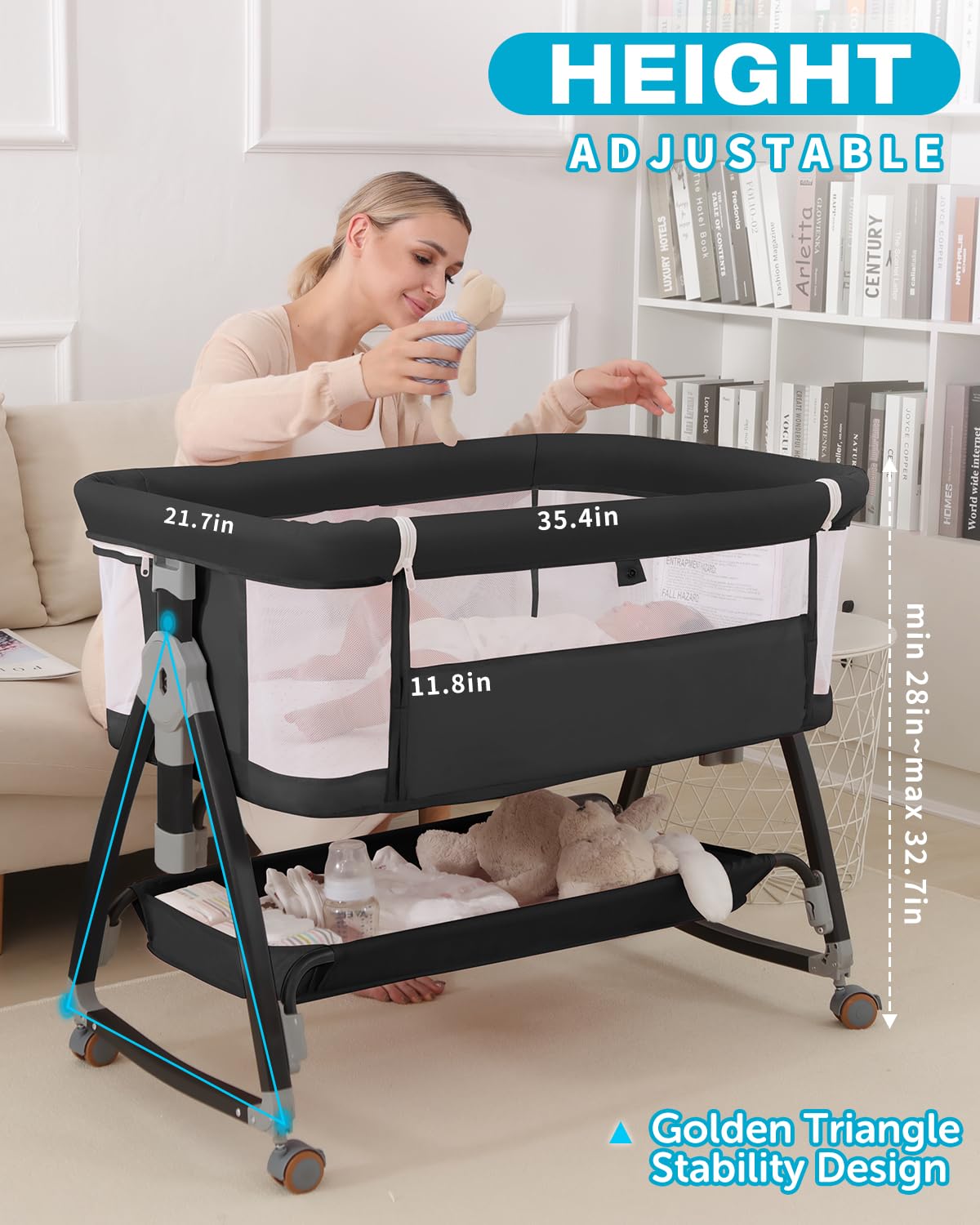 full mesh bassinet with mosquito net for newborn